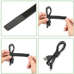 lifekrafts Cable Ties Reusable Fastening Cable Ties Cable Straps Strips Wire Organizer Cord Rope Holder for Laptop PC TV 7 Inch, Pack of 10 - Black Sew-on Velcro image 3