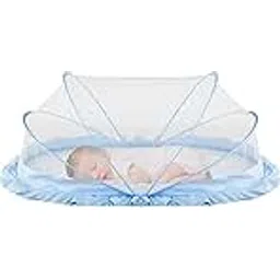 lifekrafts Safemyles Foldable Baby Mosquito Net, Bottomless Net for Baby, for Safe & Easy Use | Ensures Your Baby's Safe Sleep - (L-90 x W-50 x H-50 cm) - Blue-picture-21