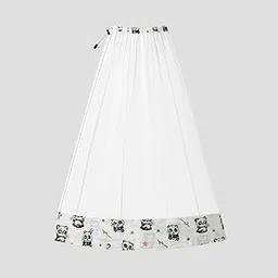 LifeKrafts Mosquito Net for Baby Swing/Jhula | Cradle Net with Side Zip Opening | Lightweight Polyester Mesh Fits Indian-Style Hanging Cradle | White with Panda Print Border-picture-28