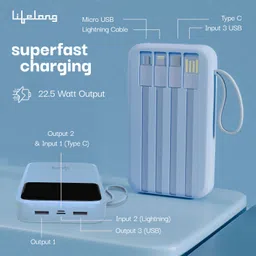 lifelong 10000 mAh 22.5 W Compact Pocket Size Power Bank image 3