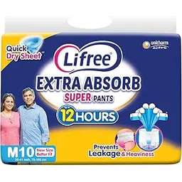 Lifree Extra Absorb Super Pants|Unisex Adult Diaper|Pant Style|Use Upto 12 Hours|6-Glass Absorption|Quick Dry Sheet|Prevents Leakage|Prevents Heaviness|Size M( 30-41 Inches/75-105 Cms)Count 10-image-25