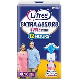 Lifree Extra Absorb Super Pants|Unisex Adult Diaper|Pant Style|Use Upto 12 Hours|6-Glass Absorption|Quick Dry Sheet|Prevents Leakage|Prevents Heaviness|Size Xl(39-55 Inches/100-140 Cms)|Count 18-image-24
