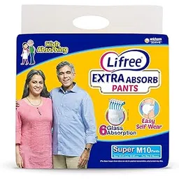 Lifree Medium Size Diaper Pants EXTRA ABSORB EASY SELF WEAR HIGH ABSORBING - For Men and Women,10 Count-image-31