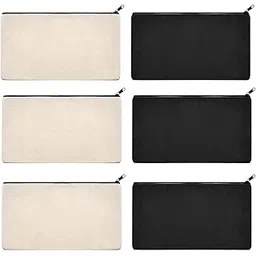 Lify DIY Craft Blank Bag Canvas Makeup Pencil Pouch with Zipper- Multipurpose Pen Pencil Case Cotton Canvas Cosmetic Bag Travel Cosmetic Bag -6 Piece Pack-picture-14