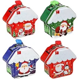 LIGHTER HOUSE Pack of 02 Pcs. Christmas Theme Print Santa Claus-Mix Design Christmas Design Coin Storage Box | Cute Piggy Bank with Metal Lock Key – Combo of 02 Pcs.-picture-32