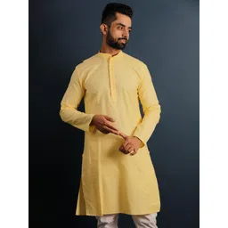 Lightpole Mandarin Collar Long Sleeves Pure Cotton Straight Kurta-picture-21