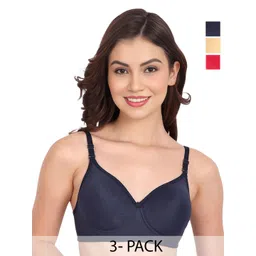 Liigne Pack Of 3 Women Full Coverage Lightly Padded T-shirt Bra-picture-15