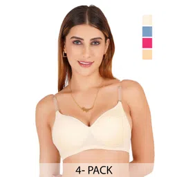 Liigne Pack Of 4 Full Coverage Lightly Padded Bra With Transparent Strap-picture-36