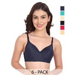 Liigne Pack Of 6 Solid Full Coverage Lightly Padded All Day Comfort Cotton Bra-picture-15