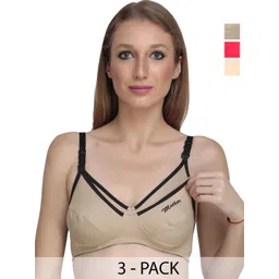 Liigne Women Pack Of 3 Cotton Non Padded Full Coverage Maternity Bra-picture-37