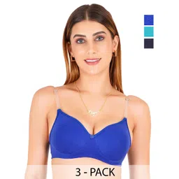 Liigne Women Pack Of 3 Full Coverage Lightly Padded T-shirt Bra-picture-26