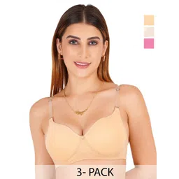 Liigne Women Pack Of 3 Full Coverage Lightly Padded T-shirt Bra-picture-29