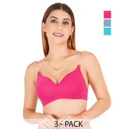 Liigne Women Pack of 3 Multicolor Cotton Lightly Padded Full Coverage Bra-picture-25