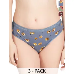 Liigne Women Pack Of 3 Printed Pure Cotton Mid-Rise Basic Briefs VCPPC4596-XS-picture-39
