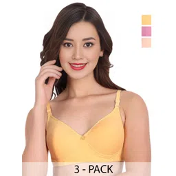 Liigne Women Pack of 3 Solid Full Coverage Non Padded Bra-picture-16