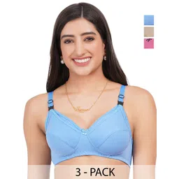 Liigne Women Pack Of 3 Solid Full Coverage Non-Wired Bra-picture-17