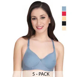 Liigne Women Pack Of 5 Cotton Full Coverage Lightly Padded Bra image 1
