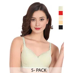 Liigne Women Pack of 5 Solid Full Coverage Lightly Padded Non-Wired Everyday Bra-picture-20
