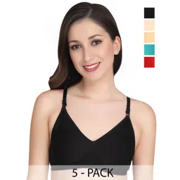 Liigne Women Solid Pack Of 5 Full Coverage Lightly Padded Bra-picture-31