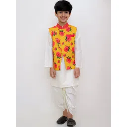 LIL DRAMA Boys Floral Printed Regular Kurta With Dhoti Pants-picture-16