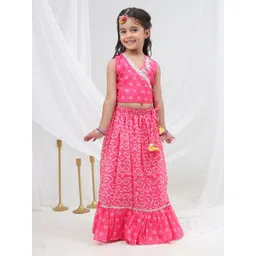LIL DRAMA Girls Bandhani Printed Ready to Wear Lehenga & Choli-picture-20