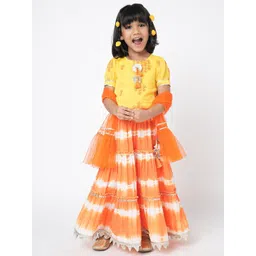 LIL DRAMA Girls Embroidered Shibori Ready to Wear Lehenga & Blouse With Dupatta-picture-57