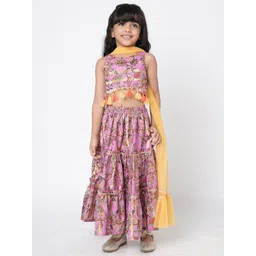 LIL DRAMA Girls Floral Printed Ready to Wear Lehenga & Blouse With Dupatta-picture-35