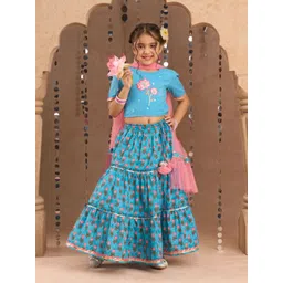 LIL DRAMA Girls Printed Ready to Wear Cotton Lehenga & Blouse With Dupatta-picture-32