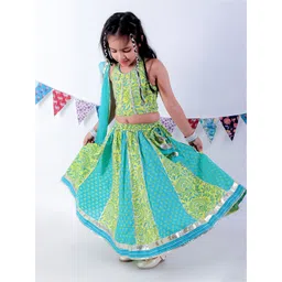 LIL DRAMA Girls Printed Ready to Wear Lehenga & Blouse With Dupatta-picture-26
