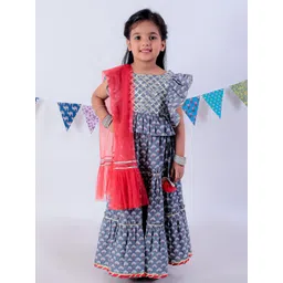 LIL DRAMA Girls Printed Ready to Wear Lehenga & Blouse With Dupatta-picture-27