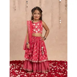 LIL DRAMA Girls Printed Ready to Wear Lehenga & Blouse With Dupatta-picture-25
