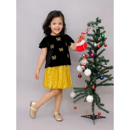 LIL DRAMA Girls Pure Cotton Bow Embroidered Round Neck Top With Shorts-picture-55