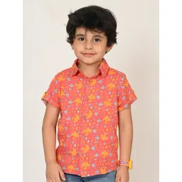 Lil Drama Kids Coral Printed Shirt-picture-43