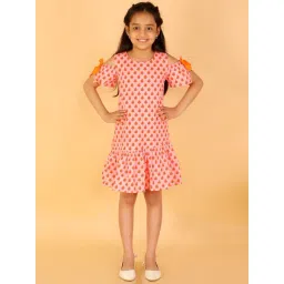 Lil Drama Kids Orange Cotton Printed Dress-picture-42