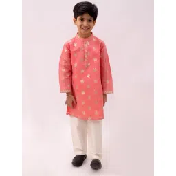 Lil Drama Kids Peach Cotton Printed Kurta With Pyjama Set-picture-36