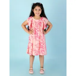 Lil Drama Kids Pink Floral Print Dress-picture-41