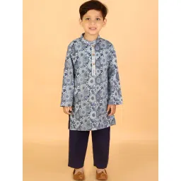 Lil Drama Kids Purple & White Printed Full Sleeves Kurta with Pyjamas-picture-44