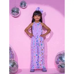 Lil Drama Kids Purple Printed Jumpsuit-picture-22