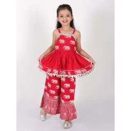 Lil Drama Kids Red & White Printed Kurta Set-picture-42