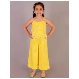 Lil Drama Kids Yellow Embroidered Jumpsuit-picture-16