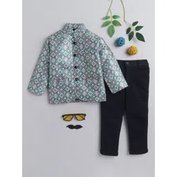 Lil homies Boys Printed Bandhgala 2 Piece Party Suits-picture-18