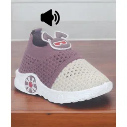 Lil Lollipop Colour Blocked Cartoon Applique Detailed Slip On Musical Shoes - Mauve-picture-40