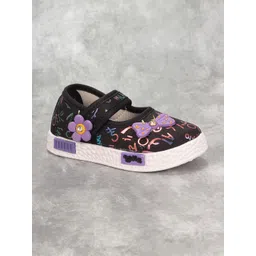 Lil Lollipop Girls Printed Applique Detail Velcro Ballerinas-picture-41