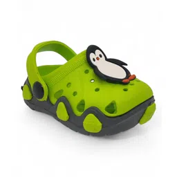 Lil Lollipop Penguin Applique Detailed Anti Slip With Back Strap Perforated Clogs - Neon Green-picture-28