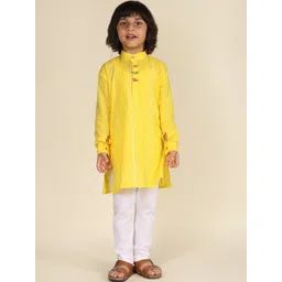 LIL PITAARA Boys Regular Pure Cotton Gotta Patti Kurta with Pyjamas-picture-30