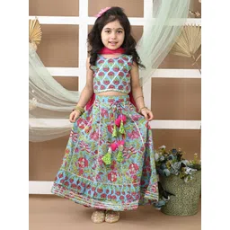 LIL PITAARA Girls Printed Ready to Wear Lehenga & Blouse With Dupatta-picture-16