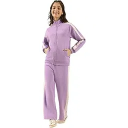 Lil Tomatoes Girls Cotton Fleece Track Suits, LILAC, 13-14 Years-picture-24