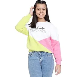 Li'l Tomatoes Girls Lil Tomatoes Girls Regular Fit Printed Round Neck Cotton Fleece Sweatshirt Neongreen-picture-44