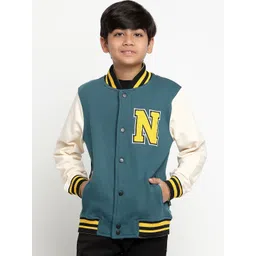 Lil Tomatoes Boys Typography Printed Fleece Varsity Jacket-picture-19