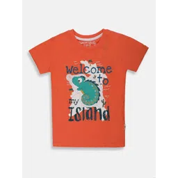 Lil Tomatoes Boys Typography Printed Round Neck Short Sleeves Cotton T-shirt-picture-58